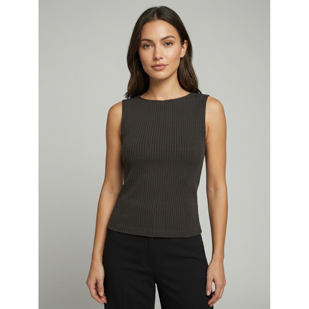 Reformation Ribbed Tank Top Black Tencel Organic Cotton Women Size Medium